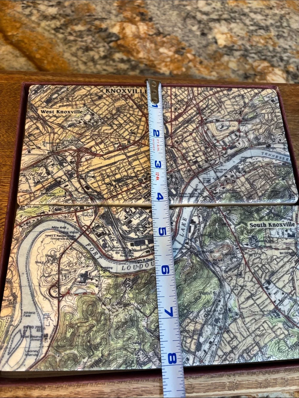 Knoxville Map Coaster Set - Vintage City Map Design - Set of 4